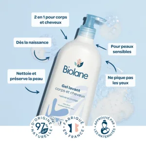 Gel lavant corps & cheveux 2 en 1 Biolane 750ml