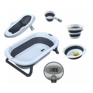 Ensemble Baignoire Pliable avec thermomètre 5Piéces Popypapa