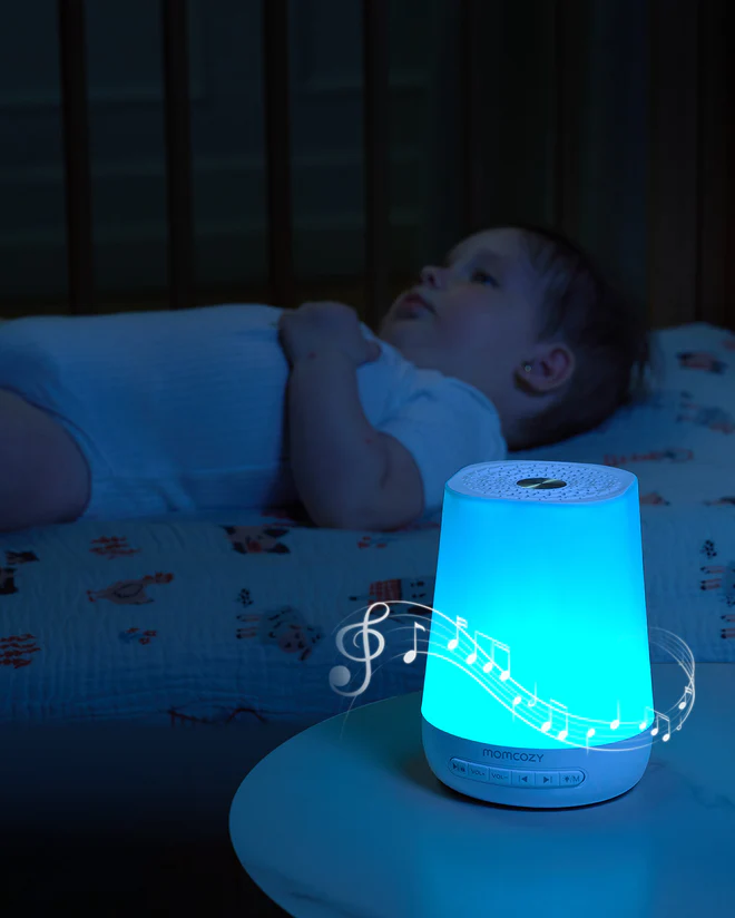 Machine à sons portable Momcozy pour bébé – Bruit blanc, berceuses & télécommande App1