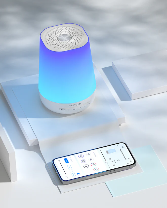 Machine à sons portable Momcozy pour bébé – Bruit blanc, berceuses & télécommande App5