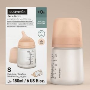 Suavinex Biberon Zero-Zero Anti-coliques Tétine Allaitement Maternel Flux Adaptable 180 ml 0 M+