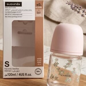 Suavinex Biberon en Verre Tétine Symétrique SX en Silicone Débit Lent 120 ml